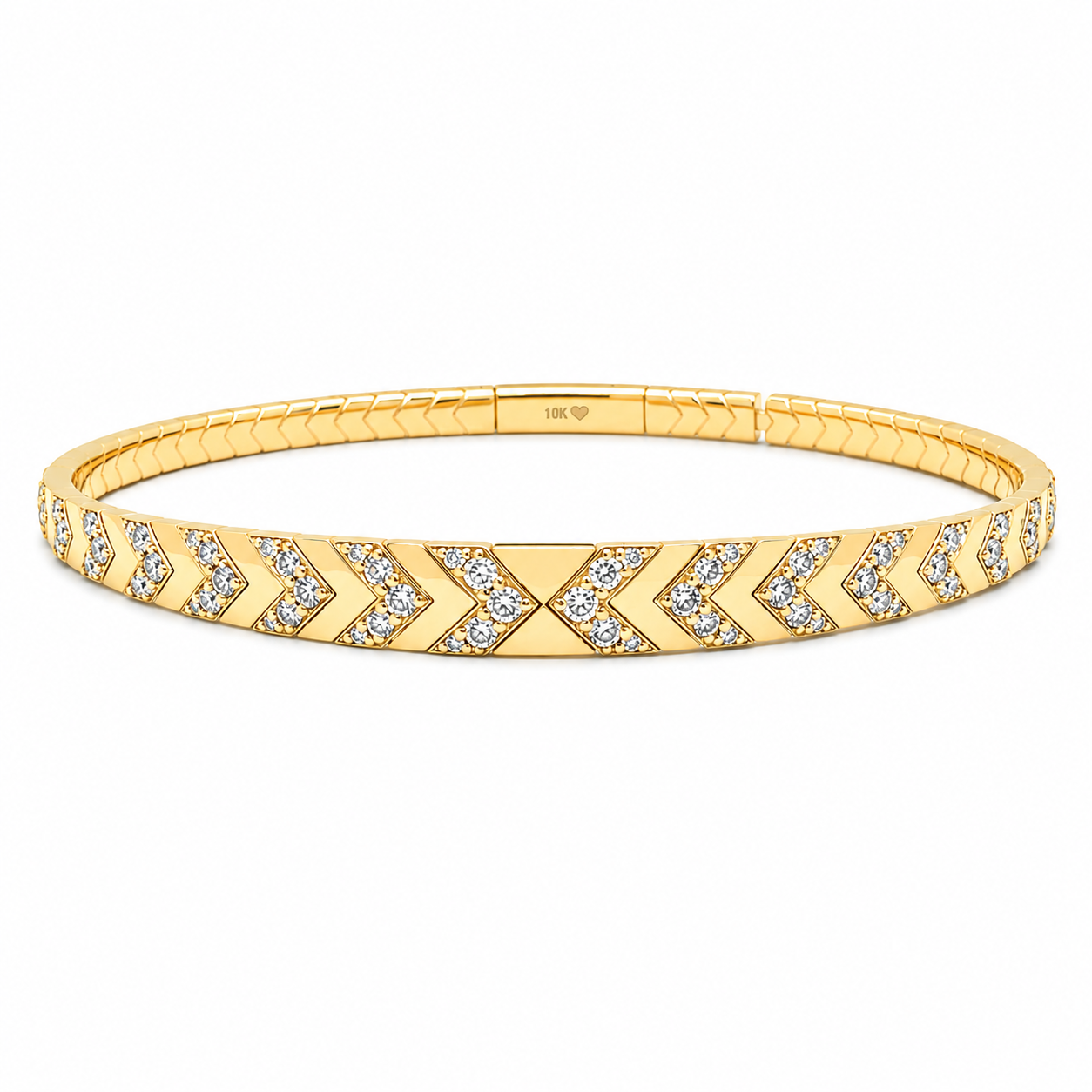 14K YELLOW GOLD DIAMOND CHEVRON DIAMOND FLEX BANGLE