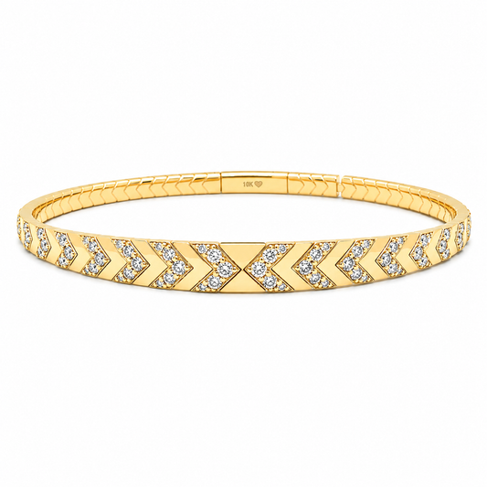 14K YELLOW GOLD DIAMOND CHEVRON DIAMOND FLEX BANGLE