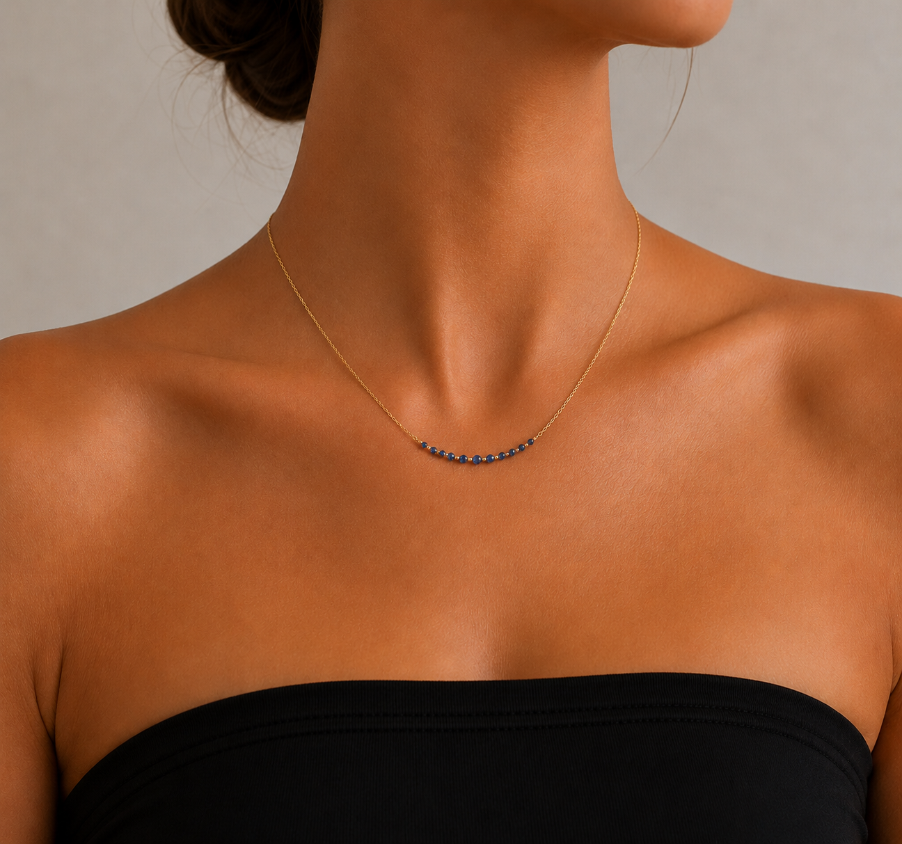 14K YELLOW GOLD SAPPHIRE CURVE NECKLACE