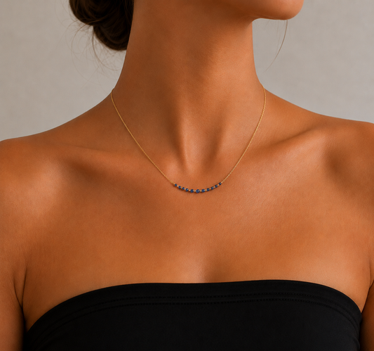 14K YELLOW GOLD SAPPHIRE CURVE NECKLACE