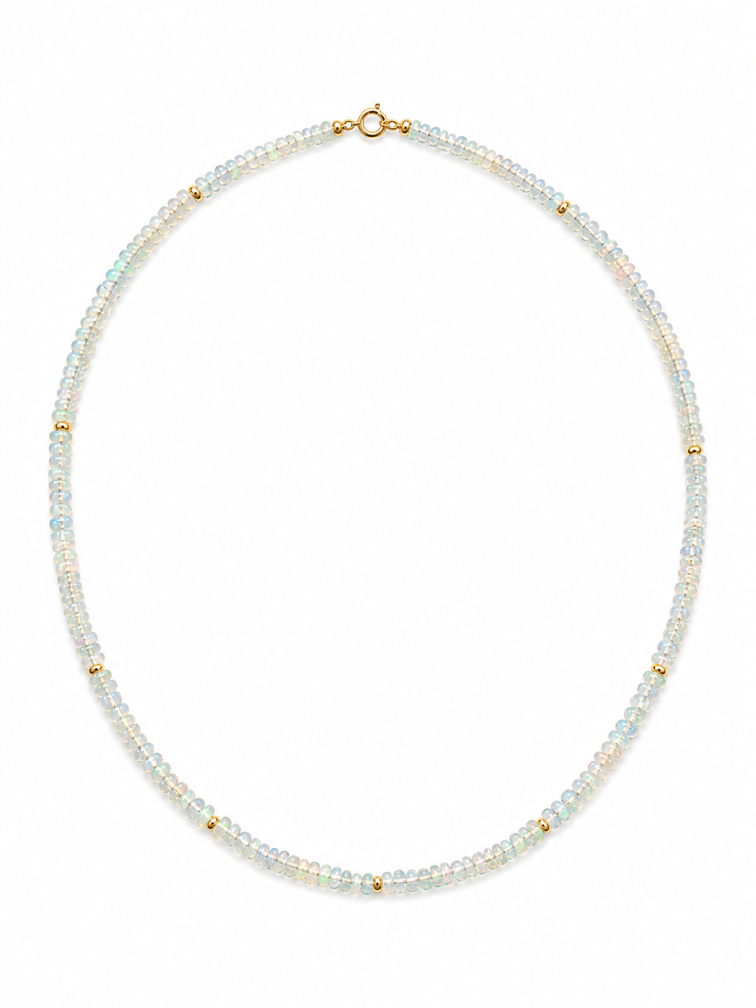 14K YELLOW GOLD AND ETHIOPIAN OPAL ROUNDEL NECKLACE