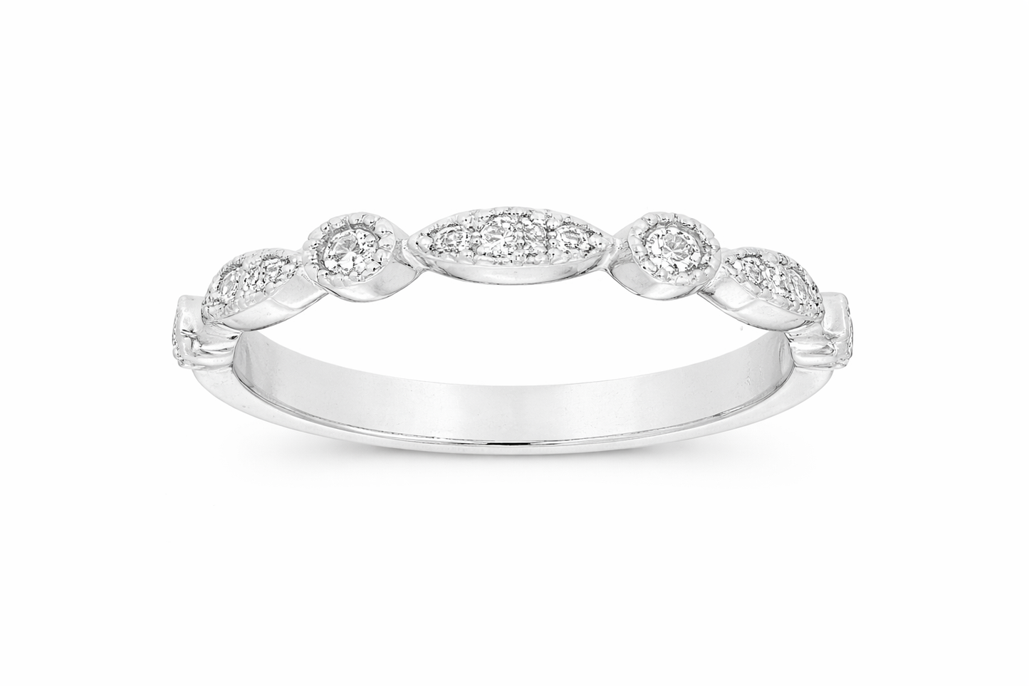 14K WHITE GOLD DIAMOND WEDDING BAND