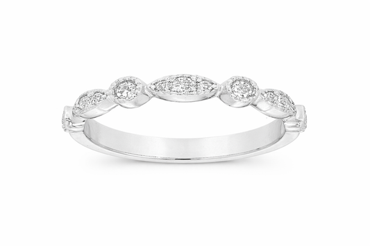 14K WHITE GOLD DIAMOND WEDDING BAND