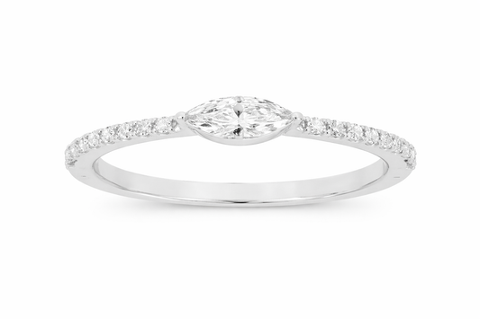 14K WHITE GOLD MARQUISE DIAMOND STACKABLE RING