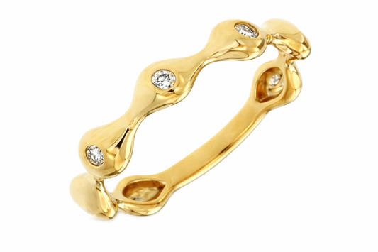 14K YELLOW GOLD DIAMOND BEZEL SET BUBBLE BAND