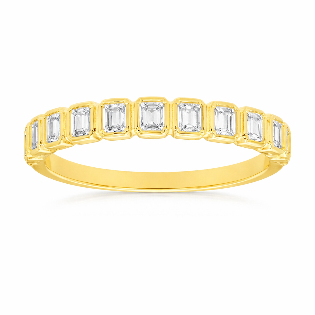 14K YELLOW GOLD DIAMOND BEZEL SET BAGUETTE BAND