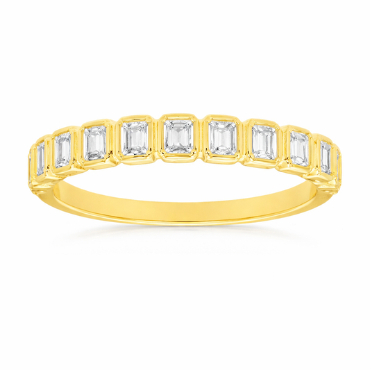 14K YELLOW GOLD DIAMOND BEZEL SET BAGUETTE BAND