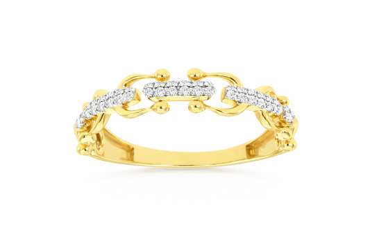 14K TWO-TONE DIAMOND HORSESHOE BUCKLE BAND