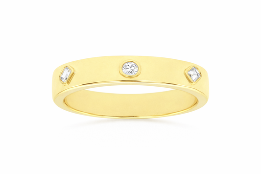 14K YELLOW GOLD MIXED SHAPE DIAMOND BEZEL SET BAND