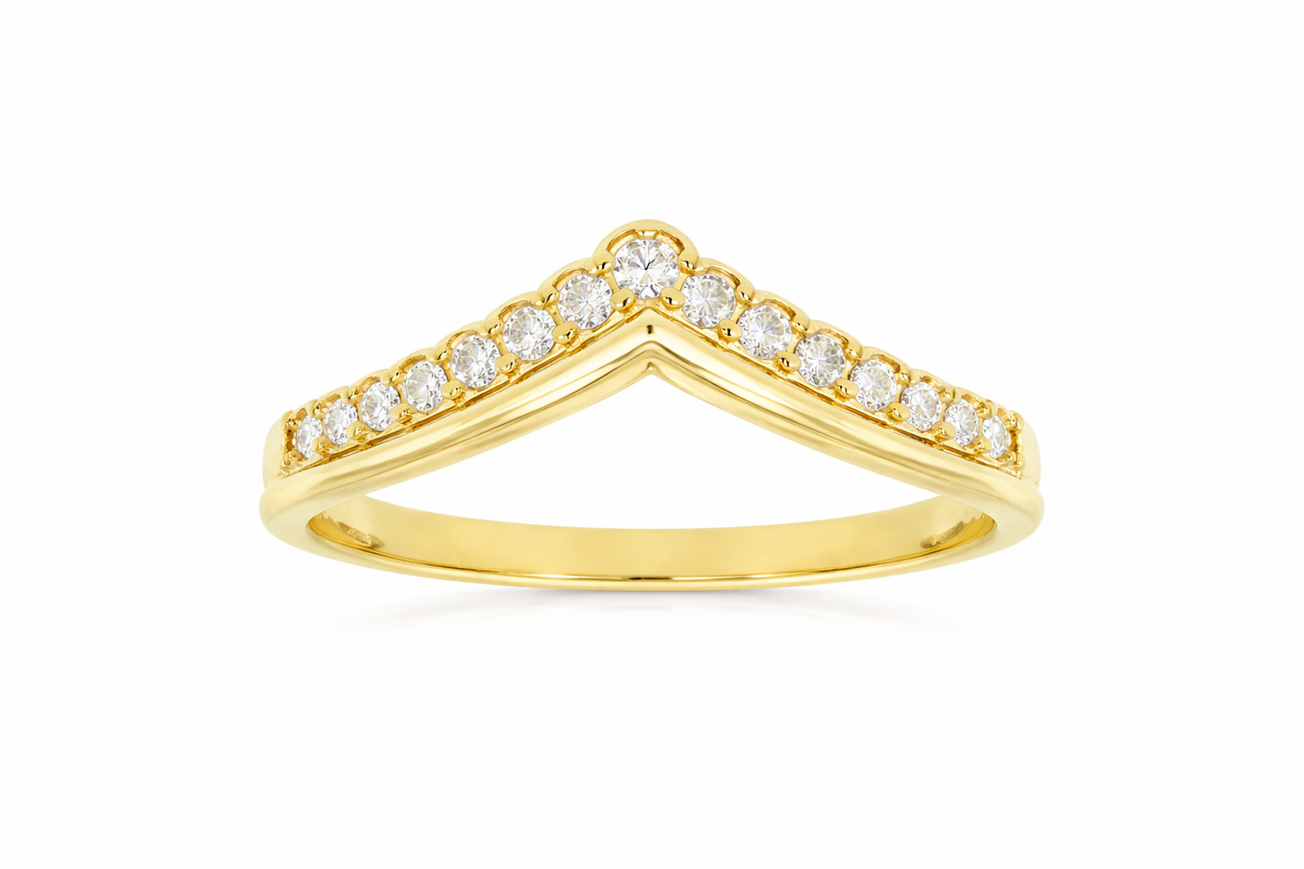 14K YELLOW GOLD DIAMOND ARROW BAND
