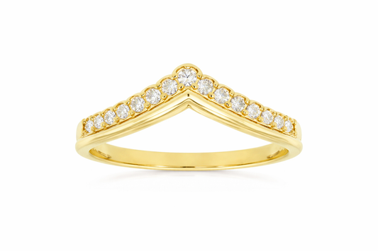 14K YELLOW GOLD DIAMOND ARROW BAND