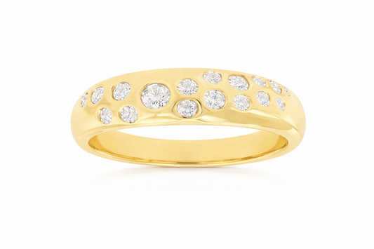 14K YELLOW GOLD SCATTERED DIAMOND FASHION BAND