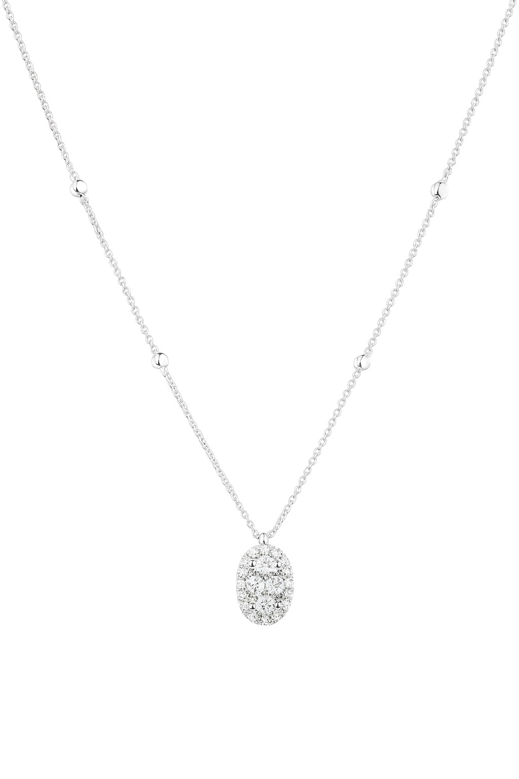 OVAL CLUSTER DIAMOND HALO BEZEL SET DIAMOND BY THE YARD PENDANT