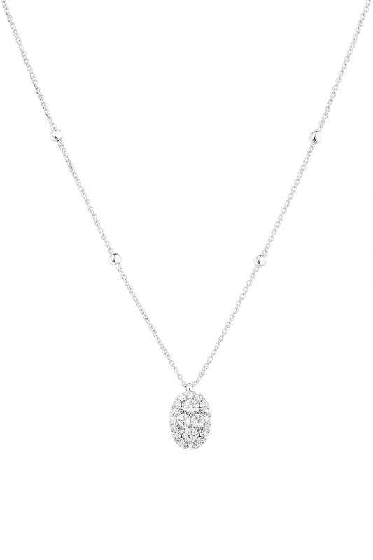 OVAL CLUSTER DIAMOND HALO BEZEL SET DIAMOND BY THE YARD PENDANT