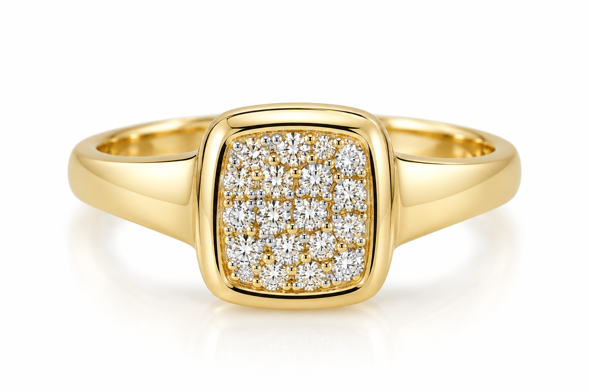 14K YELLOW GOLD DIAMOND FASHION RING
