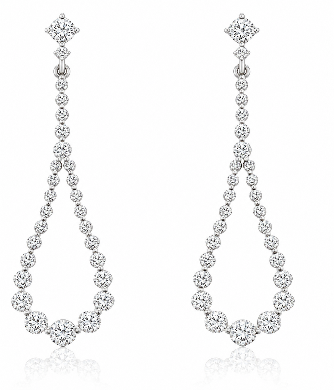 14K WHITE GOLD PEAR SHAPED DIAMOND DANGLE EARRINGS
