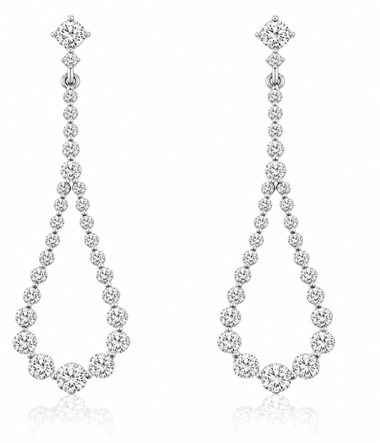 14K WHITE GOLD PEAR SHAPED DIAMOND DANGLE EARRINGS