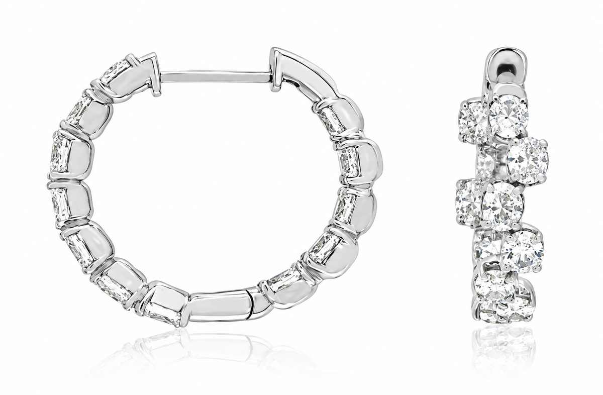 2.90CTW OVAL NATURAL EARTH MINED DIAMOND HOOPS