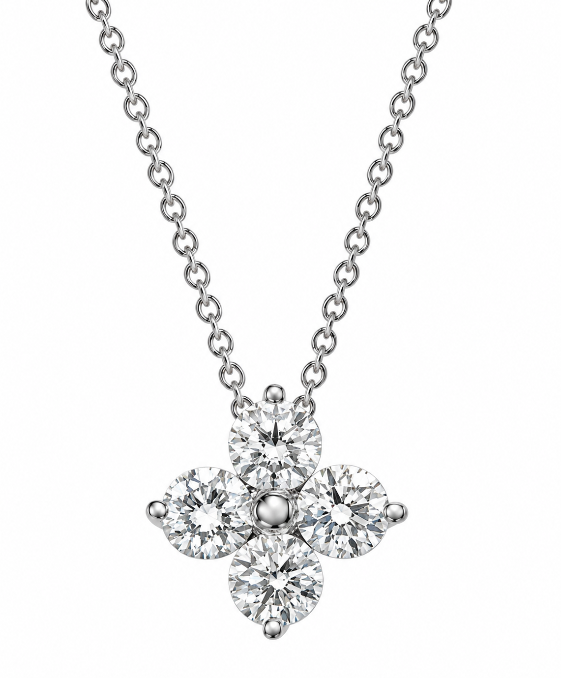 14K WHITE GOLD DIAMONDS CLOVER PENDANT