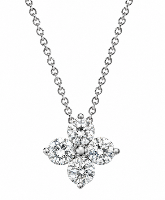 14K WHITE GOLD DIAMONDS CLOVER PENDANT