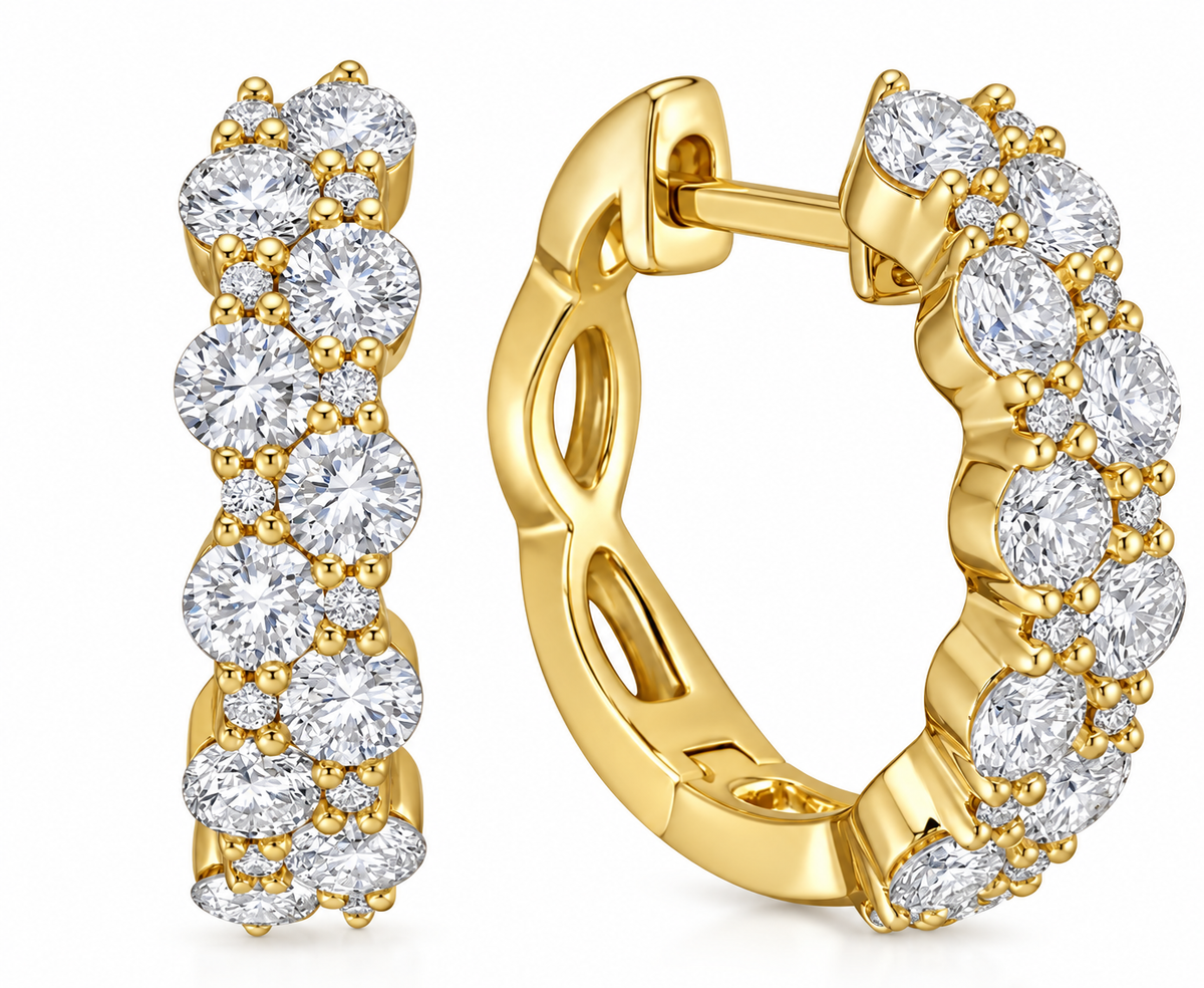 1.36CTW NATURAL DIAMOND HUGGIE HOOPS