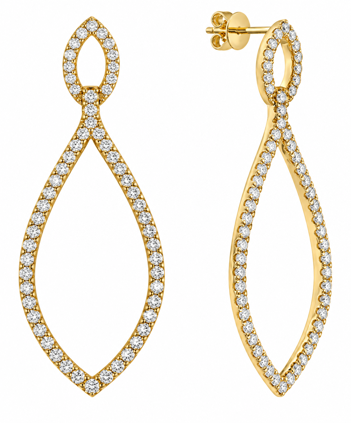 14K YELLOW GOLD PEAR SHAPE DIAMOND DANGLE EARRINGS