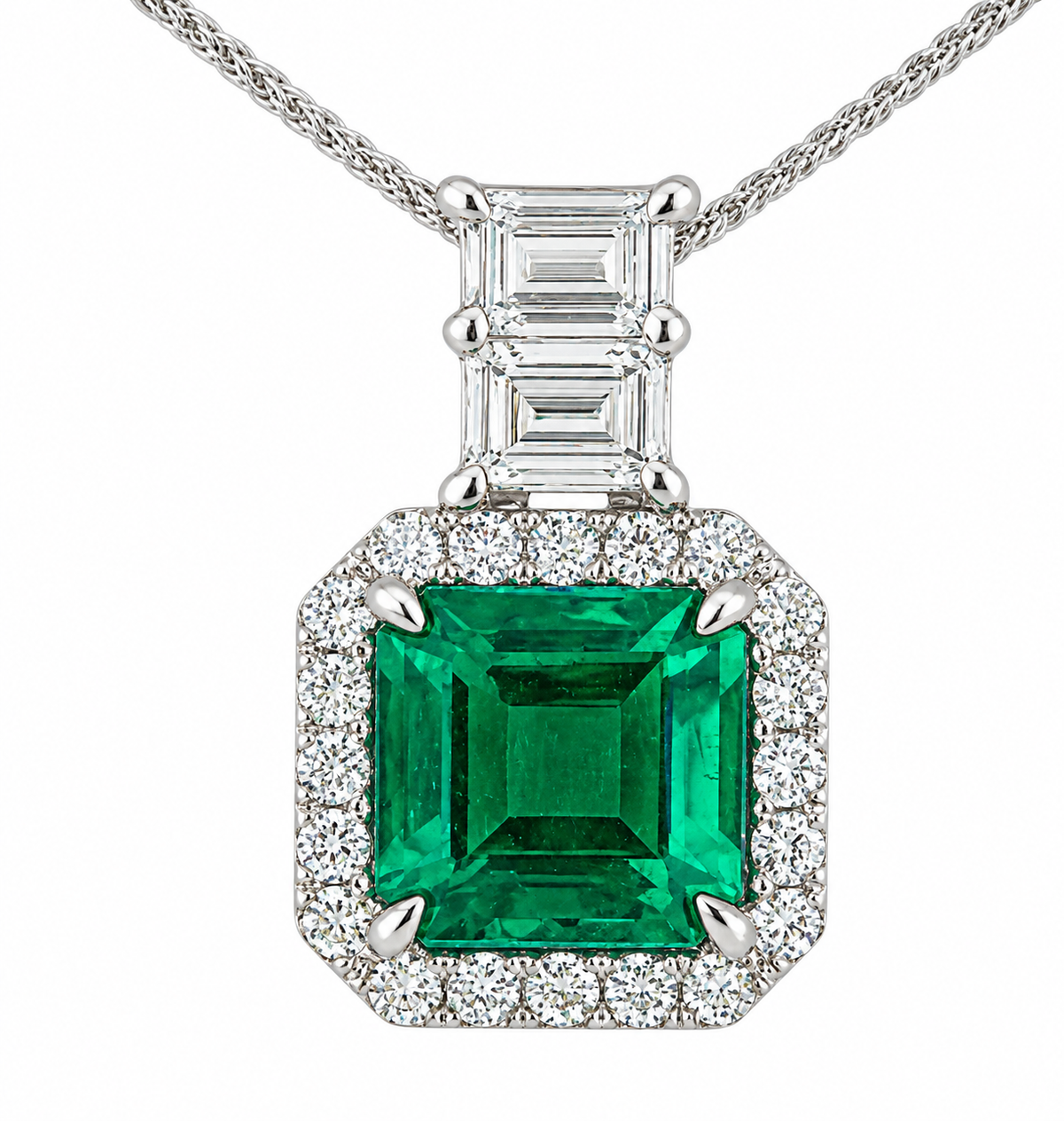 2.86CTW EMERALD AND NATURAL DIAMOND PENDANT
