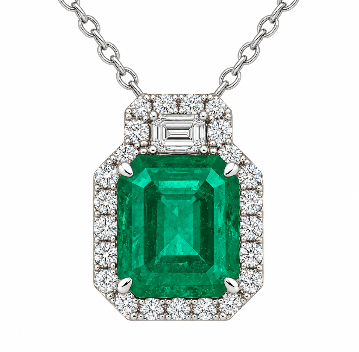 5.82CTW NATURAL EMERALD AND NATURAL DIAMOND PENDANT