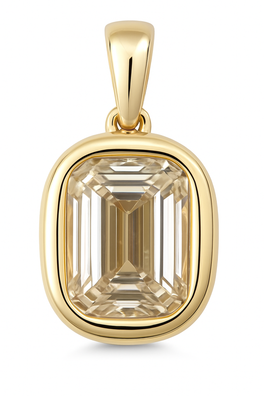 14K YELLOW GOLD EMERALD DIAMOND PENDANT