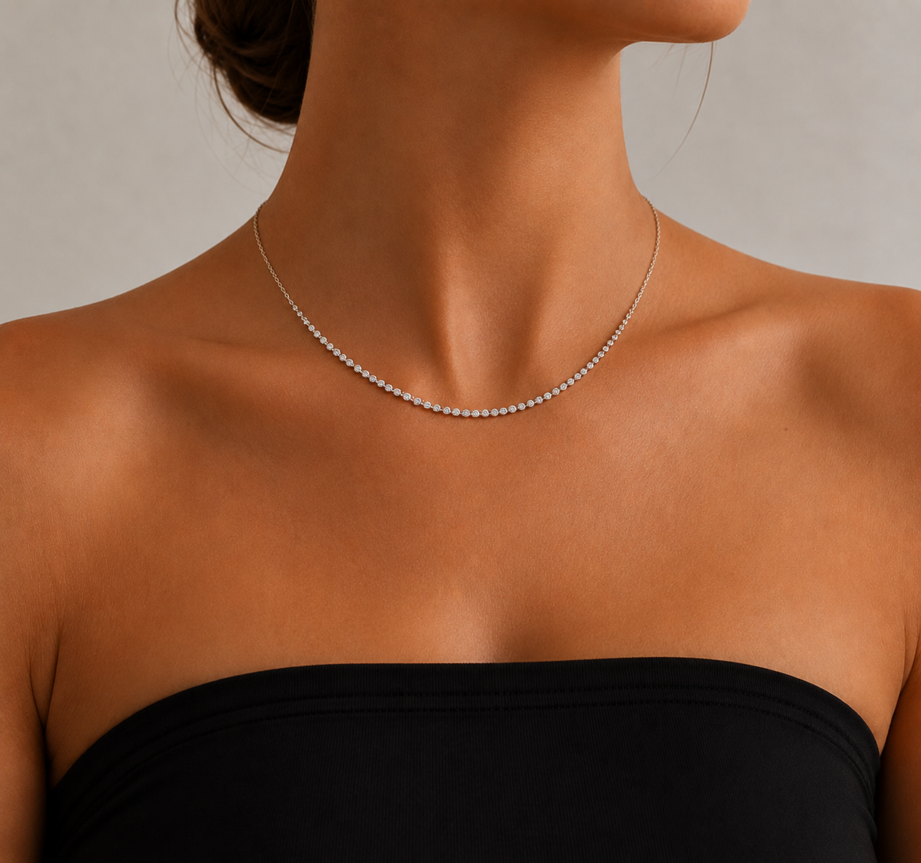 14K WHITE GOLD DIAMOND CHAIN NECKLACE