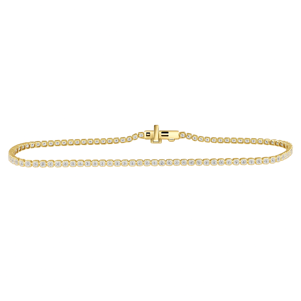 14K YELLOW GOLD DIAMOND TENNIS BRACELET