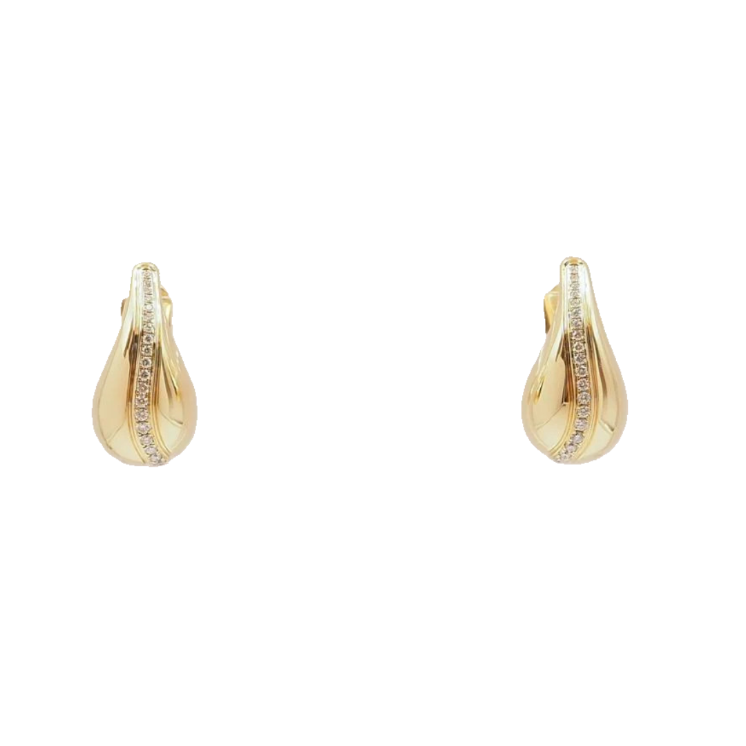 18K YELLOW GOLD DIAMOND TEAR DROP EARRINGS