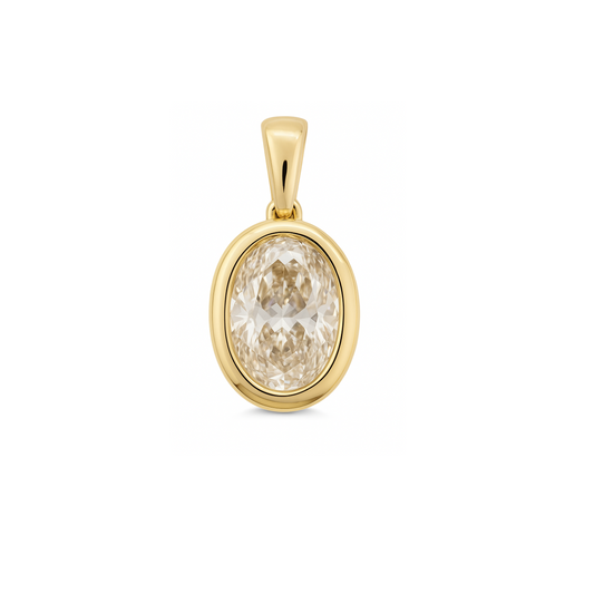 14K YELLOW GOLD OVAL DIAMOND PENDANT
