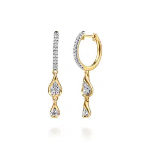 GABRIEL & CO 14K YELLOW GOLD DIAMOND DROP EARRINGS