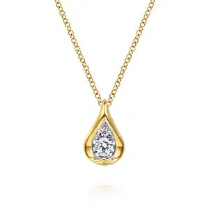 GABRIEL & CO 14K YELLOW GOLD DIAMOND TEARDROP PENDANT