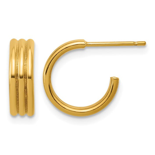 14K GOLD FILLED 3.80 X 12MM 3 ROW HOOP EARRINGS