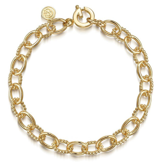14K YELLOW GOLD TUBE BUJUKAN LINK BRACELET