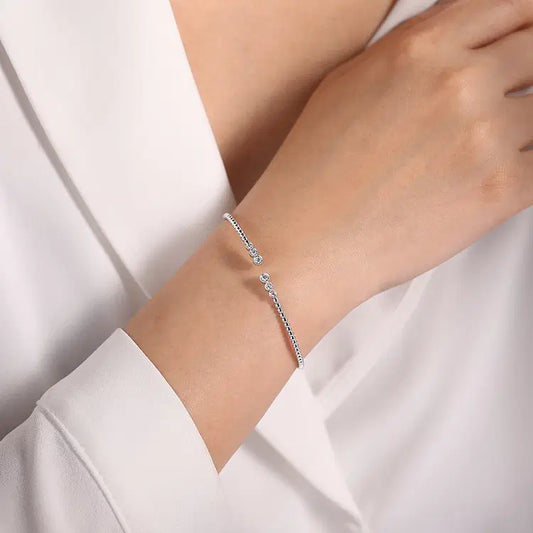 GABRIEL & CO 14K WHITE GOLD BEZEL SET DIAMOND BUJUKAN BRACELET