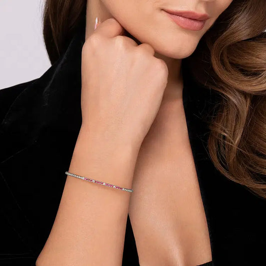 GABRIEL & CO 14K WHITE GOLD RUBY AND DIAMOND BUJUKAN BANGLE