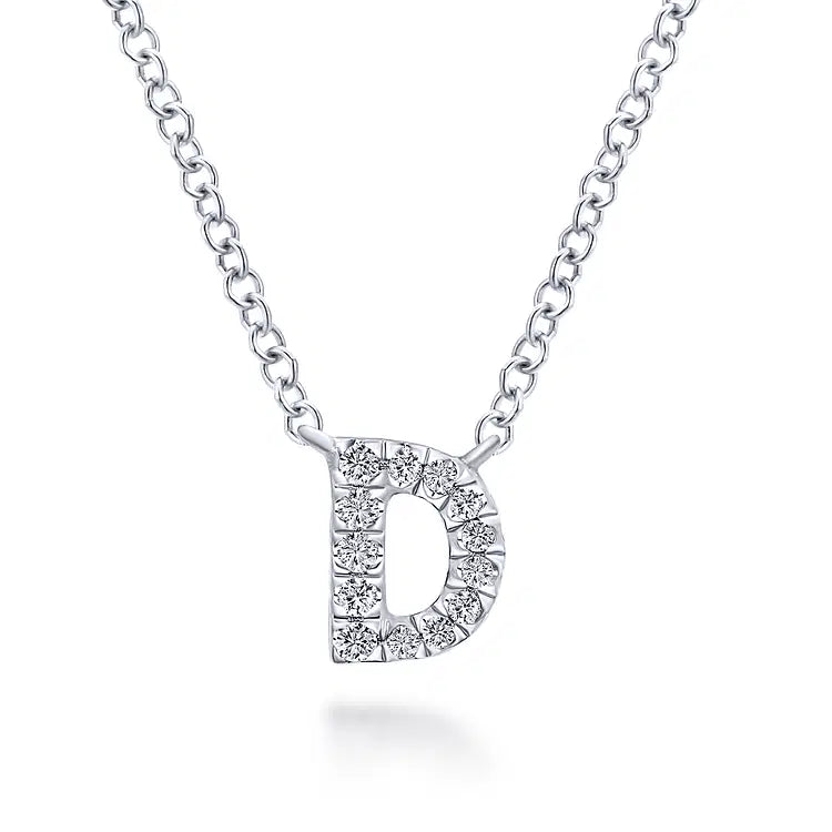 GABRIEL & CO 14K WHITE GOLD DIAMOND INITIAL NECKLACE