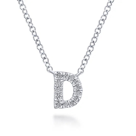 GABRIEL & CO 14K WHITE GOLD DIAMOND INITIAL NECKLACE