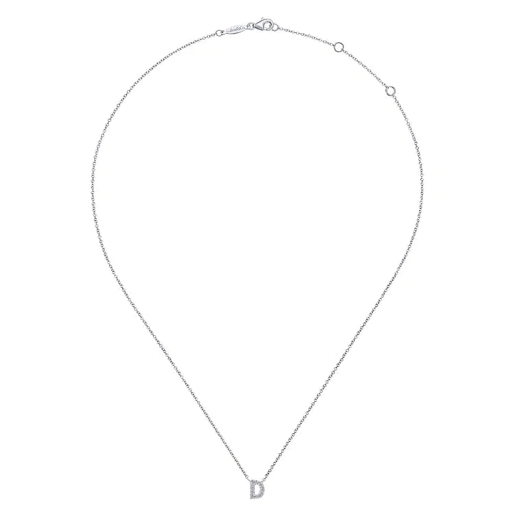 GABRIEL & CO 14K WHITE GOLD DIAMOND INITIAL NECKLACE