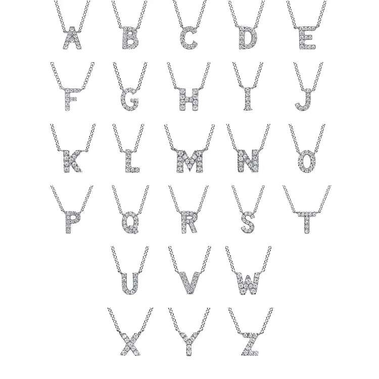 GABRIEL & CO 14K WHITE GOLD DIAMOND "J" INITIAL NECKLACE