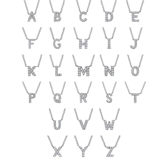 GABRIEL & CO 14K WHITE GOLD DIAMOND "J" INITIAL NECKLACE