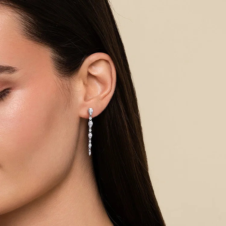 GABRIEL & CO 14K WHITE GOLD DIAMOND DROP EARRINGS