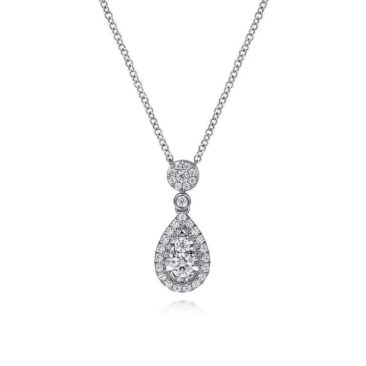 GABRIEL & CO 14K WHITE GOLD DIAMOND PEAR SHAPE PENDANT