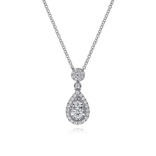 GABRIEL & CO 14K WHITE GOLD DIAMOND PEAR SHAPE PENDANT