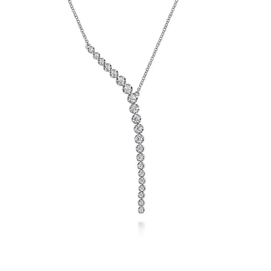 GABRIEL & CO 14K WHITE GOLD DIAMOND Y NECKLACE