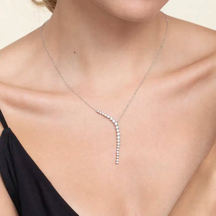 GABRIEL & CO 14K WHITE GOLD DIAMOND Y NECKLACE