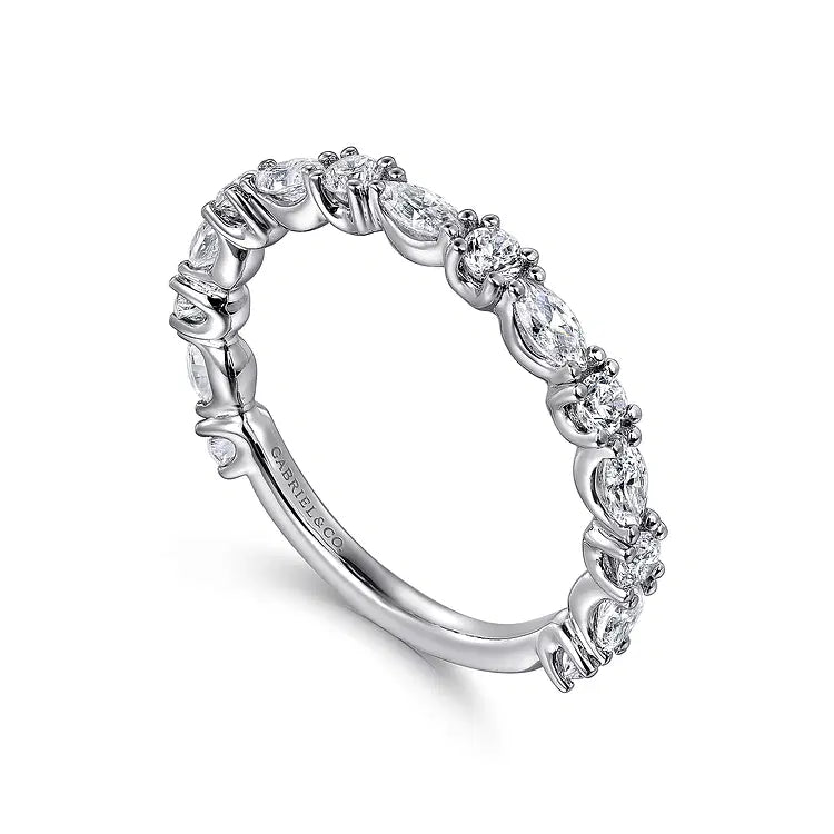 GABRIEL & CO 14K WHITE GOLD ROUND AND MARQUISE DIAMOND BAND